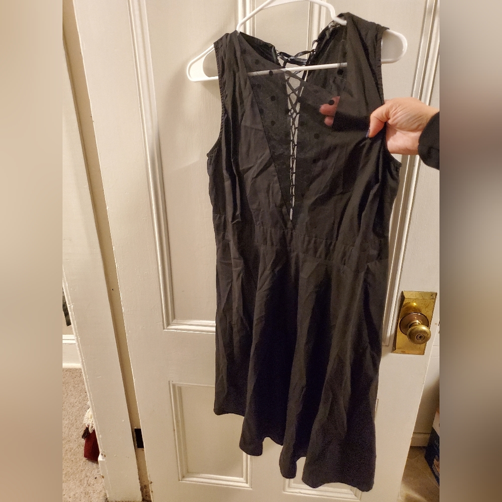 See through chest, string tie up back dress